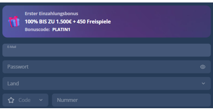 Platincasino Registrierung